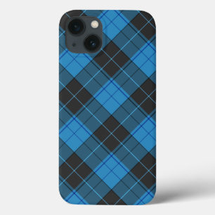 Simple tartan pattern in dark blue iPhone 13 case