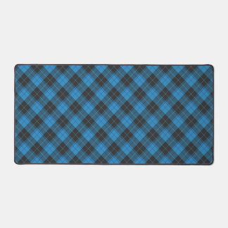 Simple Tartan Pattern in Dark Blue Desk Mat