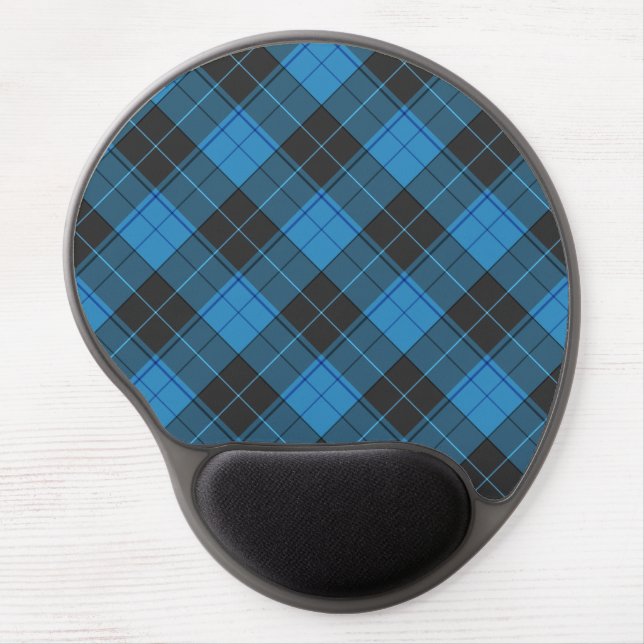 Simple tartan pattern in dark blue... gel mouse pad (Front)