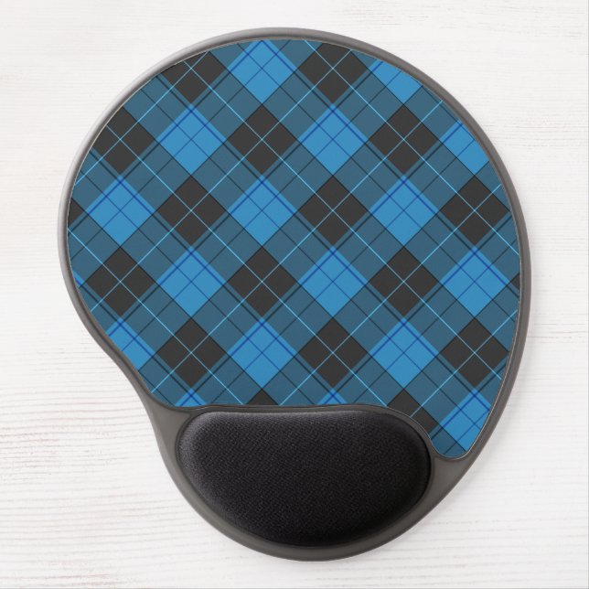 Simple Tartan Pattern in Dark Blue Gel Mouse Pad (Front)