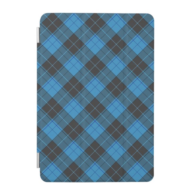 Simple Tartan Pattern in Dark Blue iPad Mini Cover (Front)