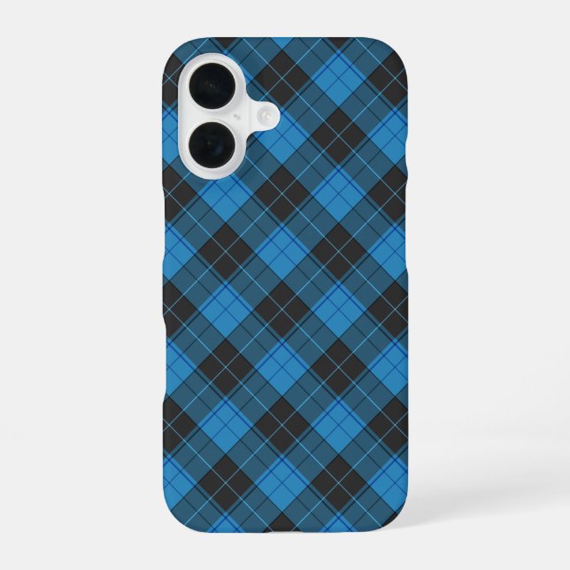 Simple tartan pattern in dark blue iphone case (Back)