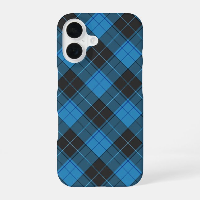 Simple Tartan Pattern in Dark Blue Iphone Case (Back)