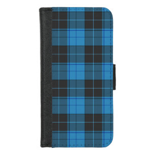 Simple tartan pattern in dark blue iPhone 8/7 wallet case