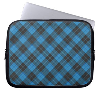 Simple Tartan Pattern in Dark Blue Laptop Sleeve