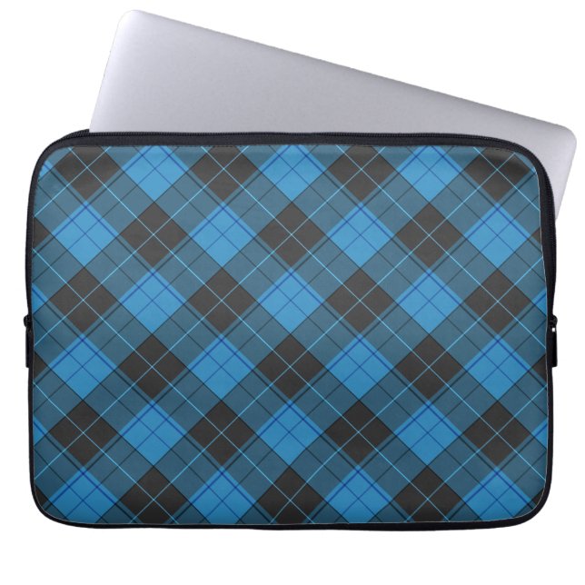 Simple Tartan Pattern in Dark Blue Laptop Sleeve (Front)