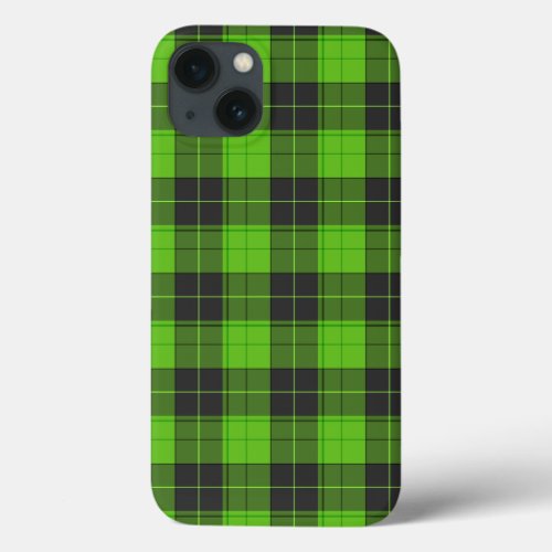 Simple tartan pattern in dark green iPhone 13 case