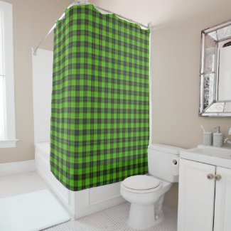 Simple tartan pattern in dark green shower curtain