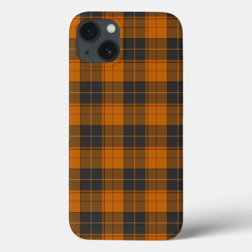 Simple tartan pattern in dark orange iPhone 13 case