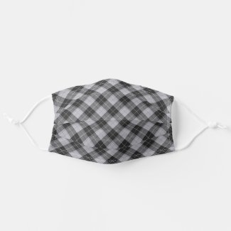 Simple tartan pattern in grey cloth face mask
