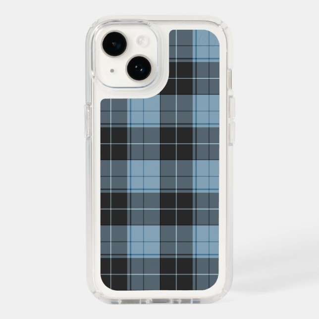 Simple tartan pattern in light blue speck iPhone case (Front)