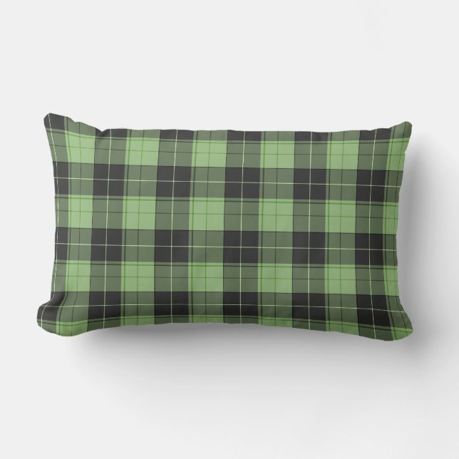 Simple tartan pattern in Light green Lumbar Pillow (Front)
