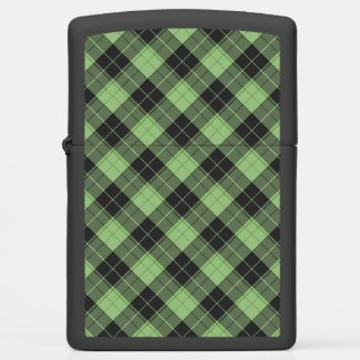 Simple tartan pattern in Light green Zippo Lighter