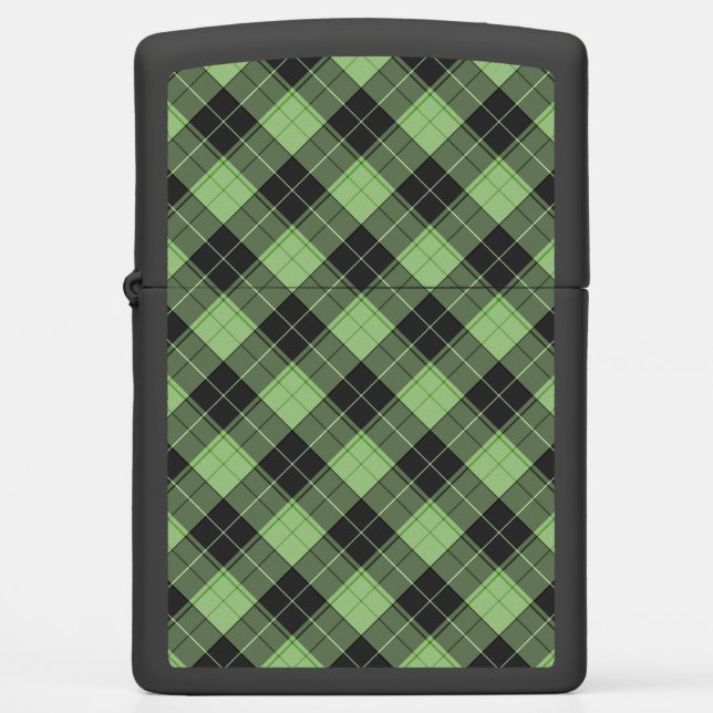 Simple tartan pattern in Light green Zippo Lighter (Front)