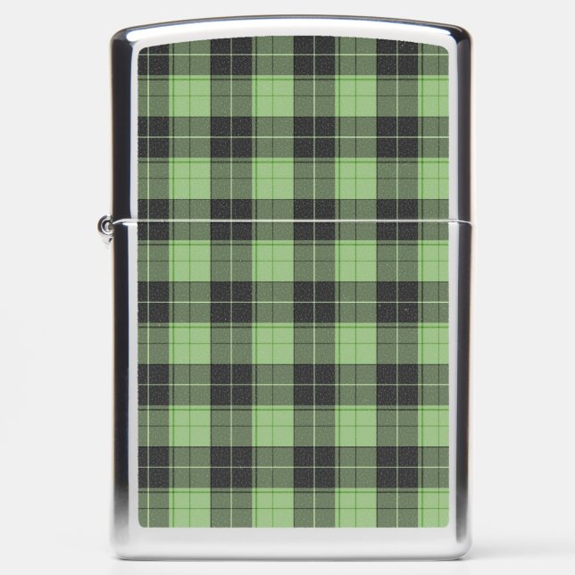 Simple tartan pattern in Light green Zippo Lighter (Front)