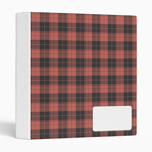 Simple tartan pattern in red 3 ring binder (Front/Spine)