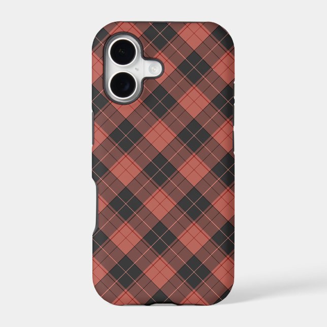 Simple tartan pattern in red iphone case (Back)