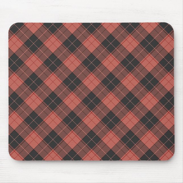Simple tartan pattern in red mouse pad (Front)
