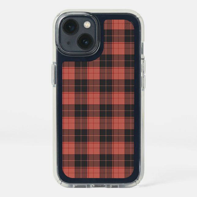 Simple tartan pattern in red speck iPhone 13 case (Front)