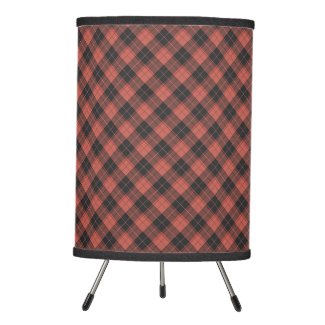 Simple tartan pattern in red tripod lamp