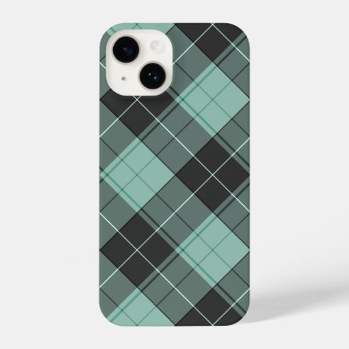 Simple tartan pattern in turquoise iPhone 14 case