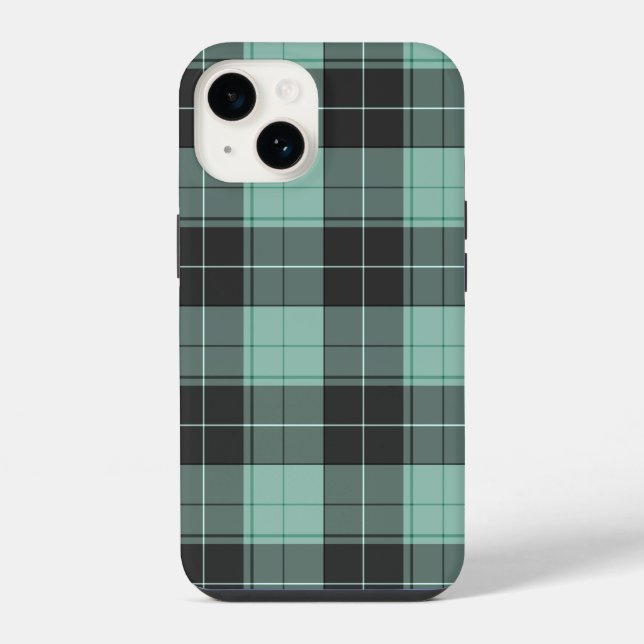 Simple tartan pattern in turquoise iphone case (Back)