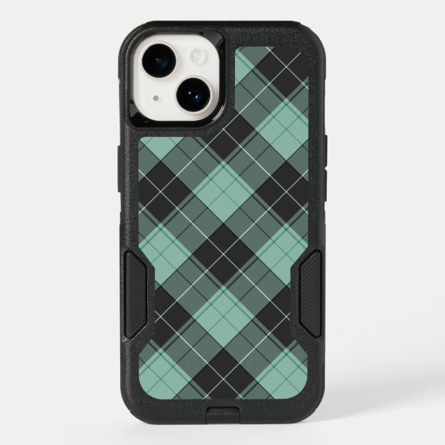 Simple tartan pattern in turquoise OtterBox iPhone (Back)