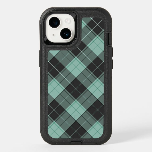 Simple tartan pattern in turquoise OtterBox iPhone (Back)