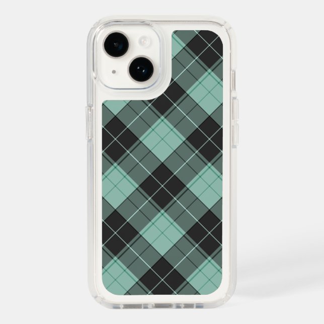 Simple tartan pattern in turquoise speck iPhone ca Case (Front)