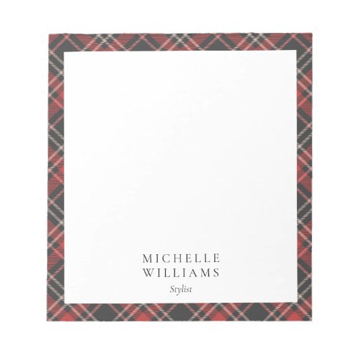 Simple Tartan Plaid Pattern Bordered Notepad