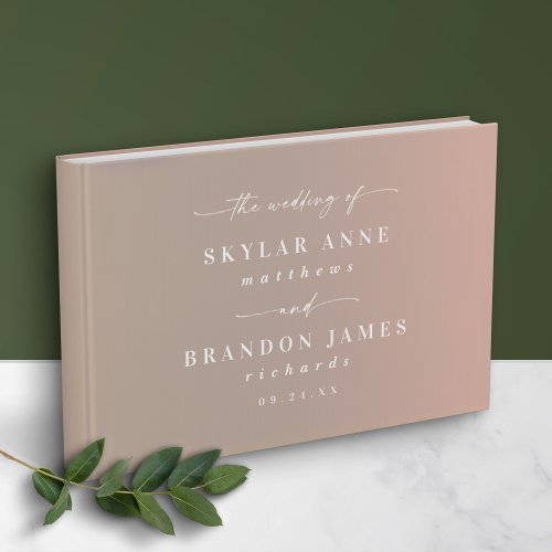 Simple Taupe Beige  Blush Pink Ombre Wedding Guest Book