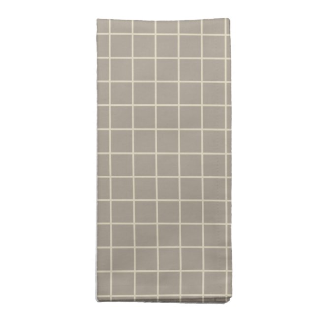 Simple Taupe Brown Grid Lines Graph Pattern Cloth Napkin (Folded)