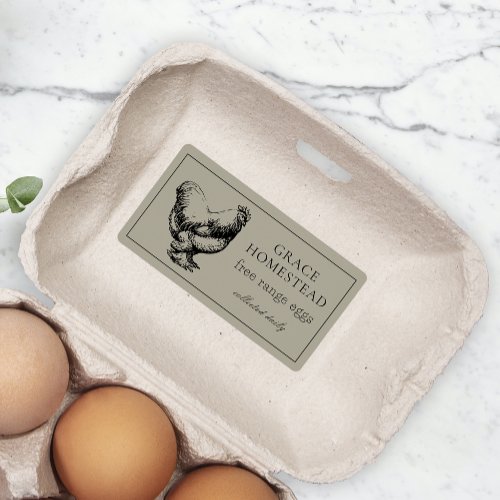 Simple Taupe Cute Farm Chicken Egg Carton Product Label