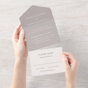 Simple Taupe Elegant Wedding All In One Invitation