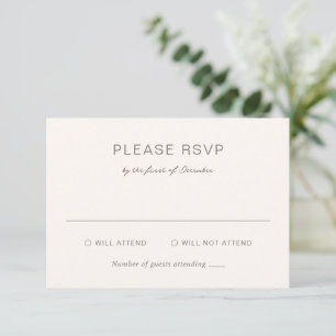 Simple Taupe Elegant Wedding RSVP Card