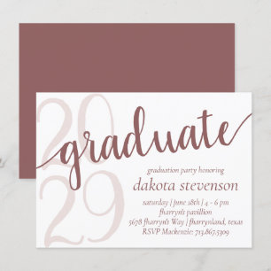 Simple Taupe Graduate   Desert Rose Flourish Invitation