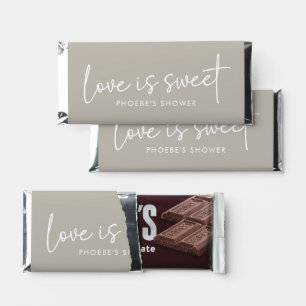 Simple Taupe Minimalist Script Bridal Shower Large Hershey Bar Favors