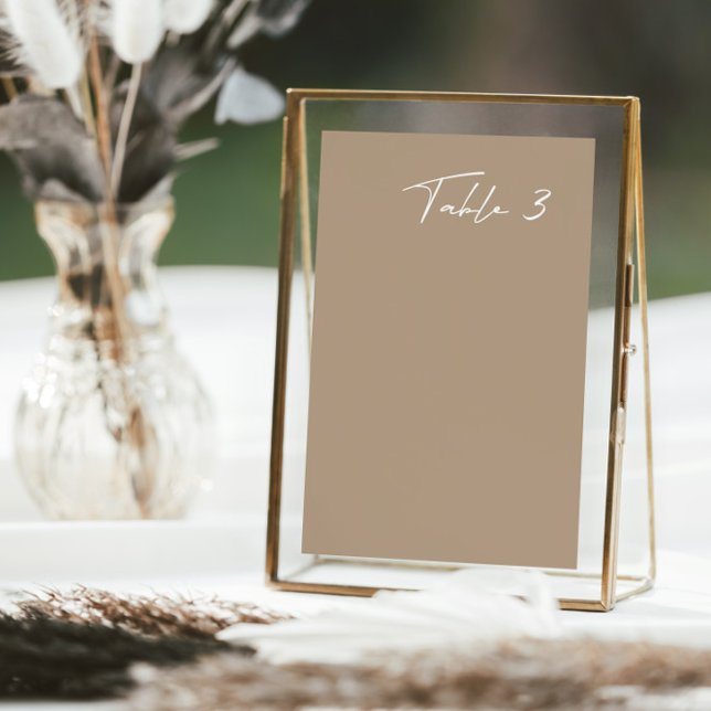 Simple Taupe Modern Wedding Table Number (Creator Uploaded)