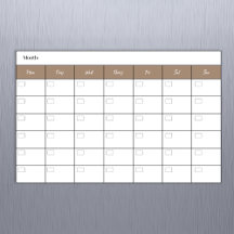 Simple Taupe Monthly Calendar