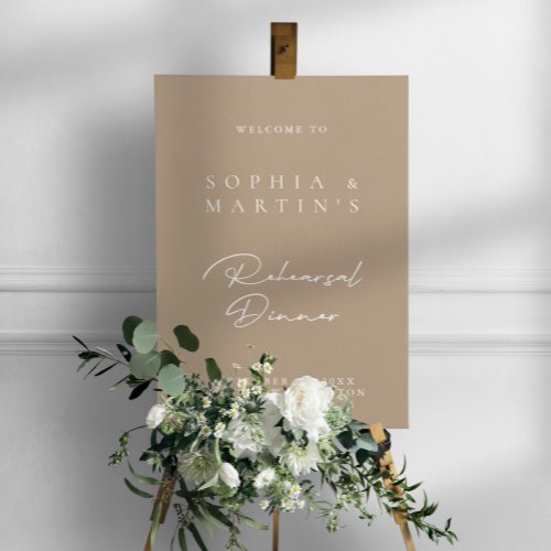 Simple Taupe Rehearsal Dinner Welcome Sign