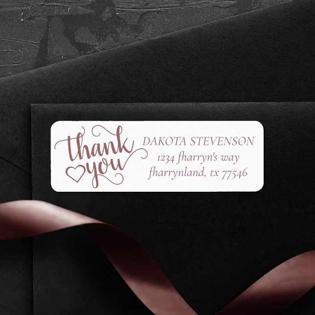 Simple Taupe Script | Desert Rose Pink Thank You Label (Creator Uploaded)