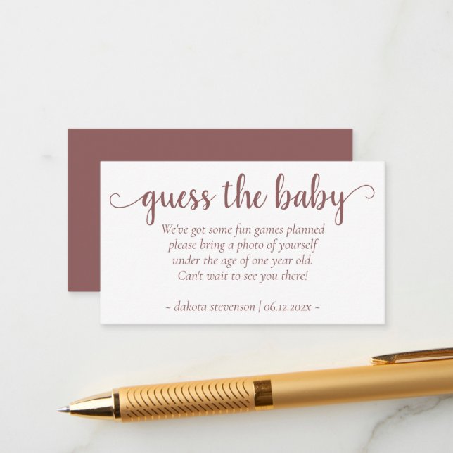 Simple Taupe Shower | Desert Rose Photo Request Enclosure Card (Front/Back In Situ)