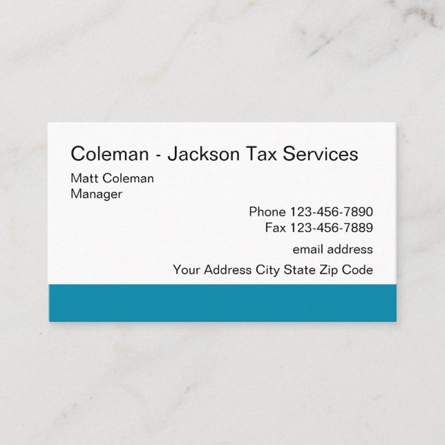 Simple Tax Accountant Services Business Card (Front)