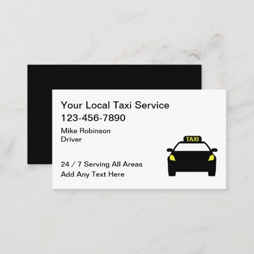Simple Taxi Driver Business Cards New