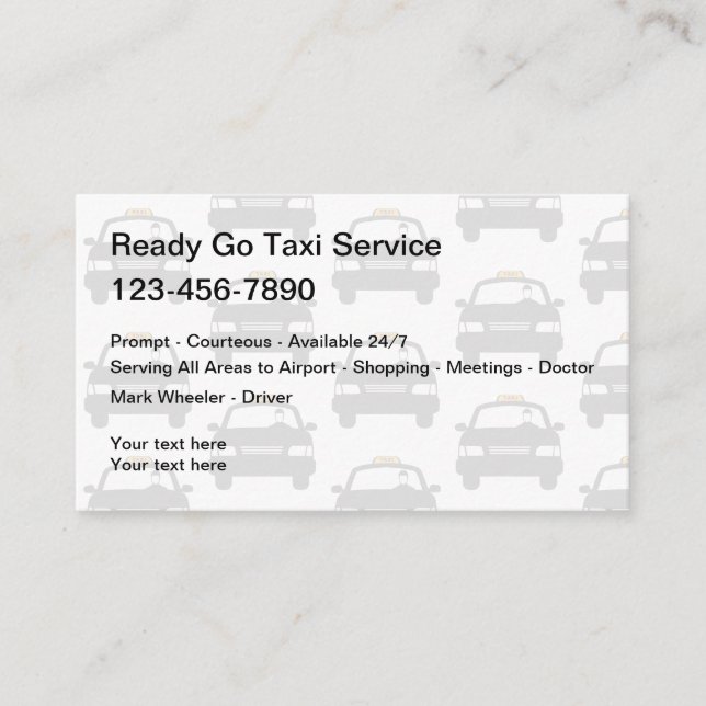 Simple Taxi Service Business Card Template (Front)