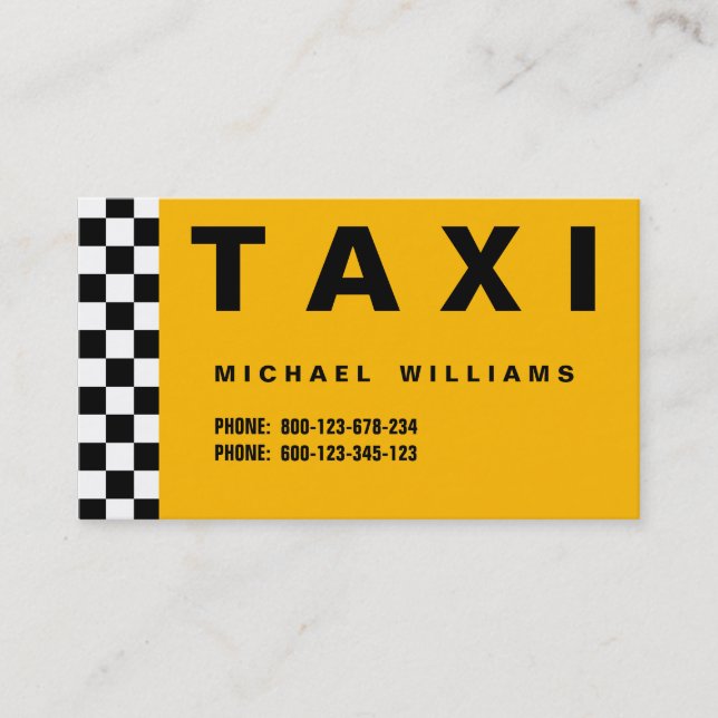 SIMPLE TAXI TAXISTA METAL ELEGANT PROFESSIONAL BUSINESS CARD (Front)