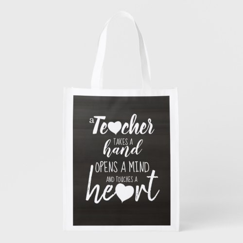 Simple Teacher Chalkboard Typography Quote Grocery Bag