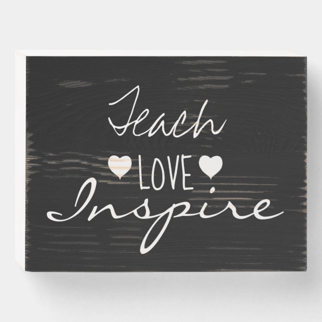 Simple Teacher Chalkboard Typography Quote Wooden Box Sign (Front Horizontal)