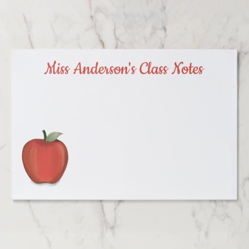 Simple Teacher School Whimsical Cute Red Apple Paper Pad