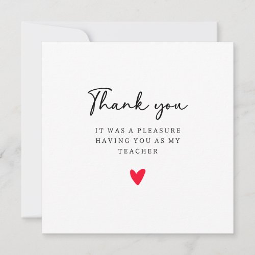 Simple Teacher Thank You Greetings Card Card